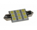 LED žárovka 12V s paticí sufit(39mm) bílá, 9LED/3SMD 
